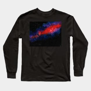 Red Nebula Watercolor Painting Long Sleeve T-Shirt